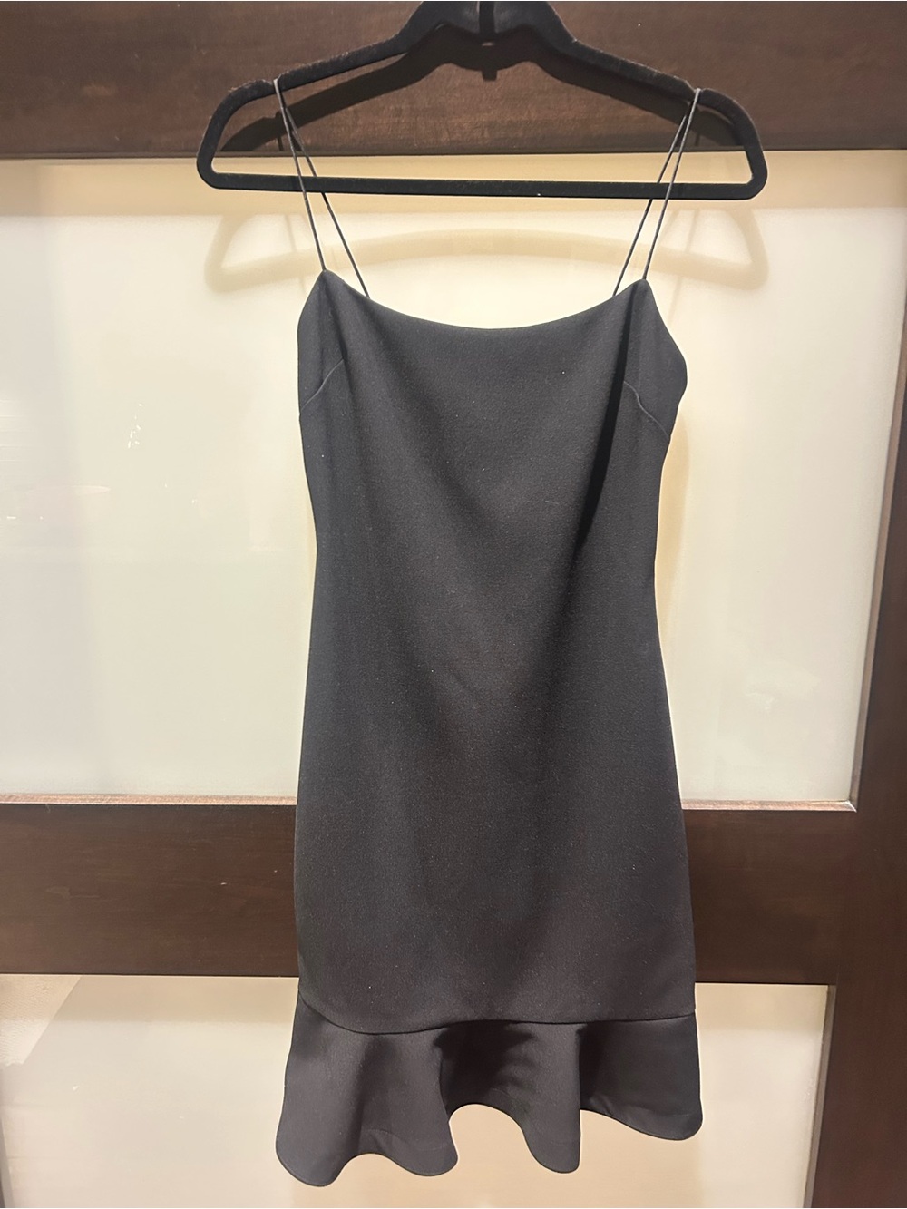 Likely Black Mini Slip Dress with Ruffle Hem